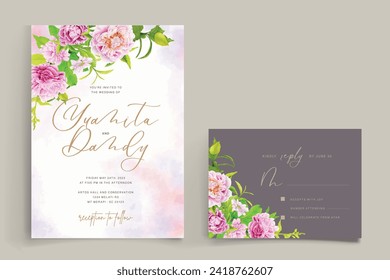 peonies ornament background and frame card design