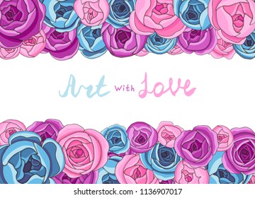 peonies roses flowers, card frame