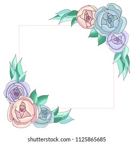 peonies roses pastel flowers card frame