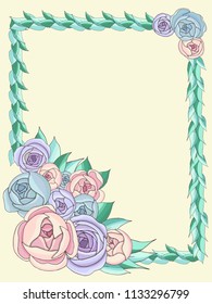 peonies roses pastel flowers, card frame