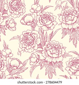 Peonies Seamless Pattern.