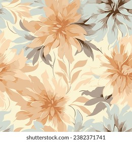 Peonies Seamless Pattern. Hand Drawn Background. Vector Illustration.