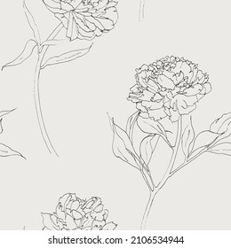 Flores de tintas de patrón impecables líneas de arte minimalista moderno diseño floral elegante