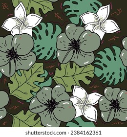 Peonies Seamless Pattern. Watercolor Background.