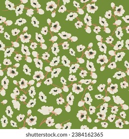 Peonies Seamless Pattern. Watercolor Background.