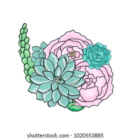 Peonies and succulents