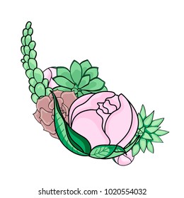Peonies and succulents