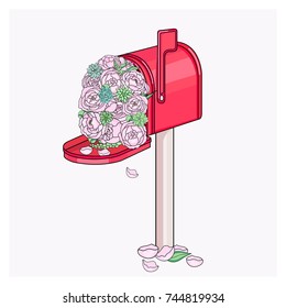 Peonies and succulents in the mailbox