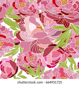 peonies vector pattern swatch. floral flower pink pattern. beautiful card.seamless. peony rose flower.
