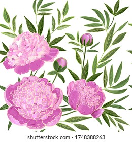 Red Carnations Peonies Set Elements On Stock Illustration 672151687