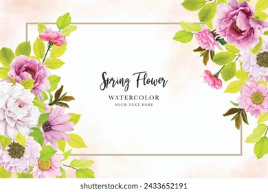 peonies watercolour floral background and frame illustration