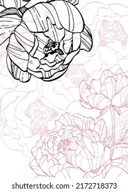 Peony Abstract Hand Painted Illustrations for Wall Decoration, Postcard, Social Media Banner, Brochure Cover Design Background. Modern Abstract Painting Artwork. Vector Pattern