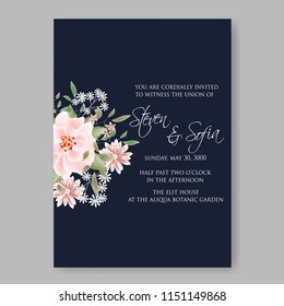 Peony anemone wedding invitation