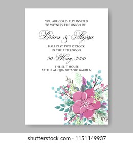 Peony anemone wedding invitation