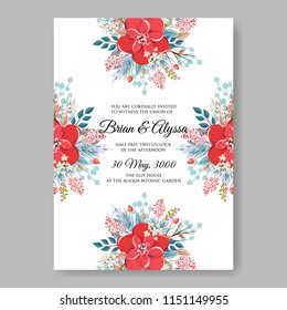 Peony anemone wedding invitation