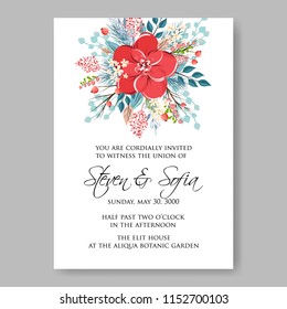 Peony anemone wedding invitation