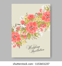Peony anemone wedding invitation