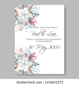 Peony anemone wedding invitation