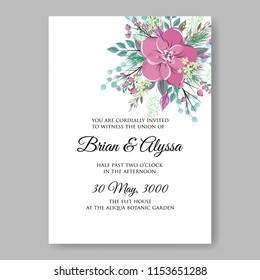 Peony anemone wedding invitation