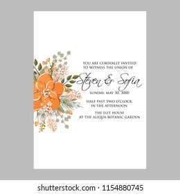 Peony anemone wedding invitation