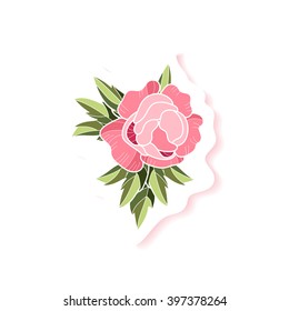 Antecedentes peones. Pistola de moda peony, parche, pegatina. Ilustración vectorial. Elemento de diseño peony para papel, textil, pantalones, bordado, regalos, tarjeta, invitación, revista, página web.