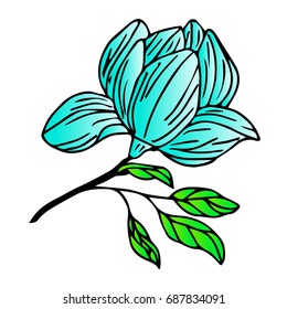 Peony background vector illustration.  Doodle style. Design icon, print, logo, poster, symbol, decor, textile, paper, card. 