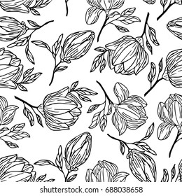 Peony  background vector illustration. Doodle style. Design icon, print, logo, poster, symbol, decor, textile, paper, card. 