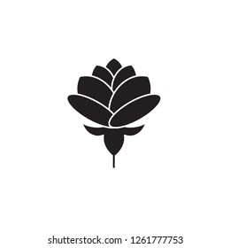 Peony black vector concept icon. Peony flat illustration, sign