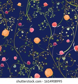 Peony Buds Seamless Vector Botanical Flower Pattern Wallpaper