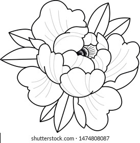 peony flash flower vector decor tattoo