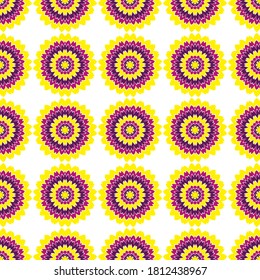 Diseño gráfico vectorial de patrones interminables de mosaico floral peony. Resumen de ilustraciones de flores de jardín. Ornamento floreciente de azulejos. Viejo estampado de moda de tela de verano. Rústico patrón sin costuras.