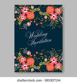 Peony Floral wedding invitation card printable template
