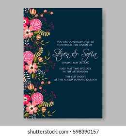 Peony Floral wedding invitation card printable template