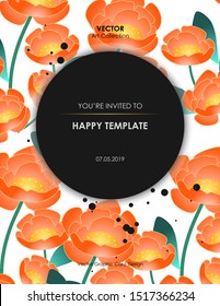 Peony flower Card, Vector illustration design element