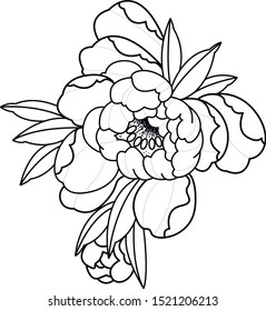 peony flower dot work tattoo sketch ink 