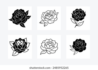 Ilustración de Arte vectorial de dibujo de peonía