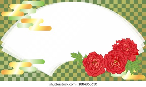 Peony flower, frame, illustration material