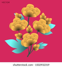 Peony flower isolate, Vector illustration design element