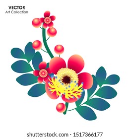 Peony flower isolate, Vector illustration design element