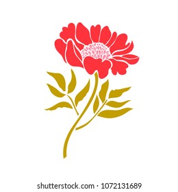 Peony. Flower isolated on white background. Vector illustration.