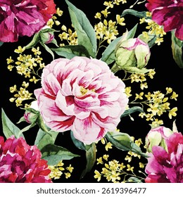 Peony flower on a black background design vector