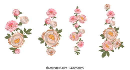 peony flower ornamental element