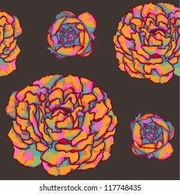 peony flower seamless pattern