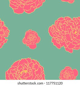 peony flower seamless pattern