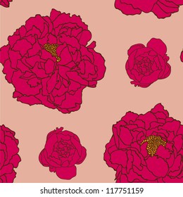 peony flower seamless pattern