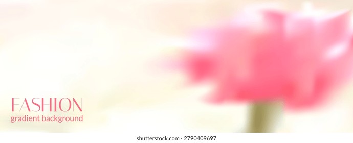 Peony flower unfocus background with soft blur and floral pink mood. Abstract botanical scene with gentle peony bloom for beauty advertisement card. Vector flower banner in romantic spring atmosphere.