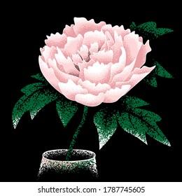 Peony flower in a vase. Vector illustration