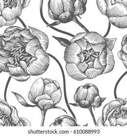 peony flowers bud pattern