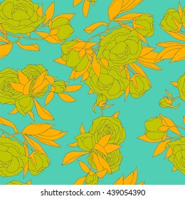 Peony flowers. Seamless pattern.