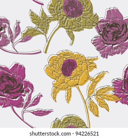 peony flowers. seamless pattern